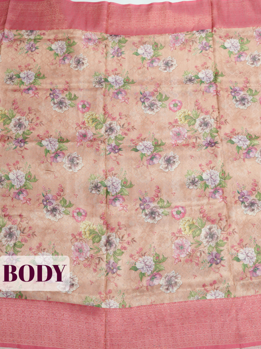 Pink Bangalore Sof Silk Saree with Jacquard Paisley Border