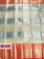 Grey Semi Kanchipuram Tissue Silk Saree with Floral Zari Motifs with Diamond Border