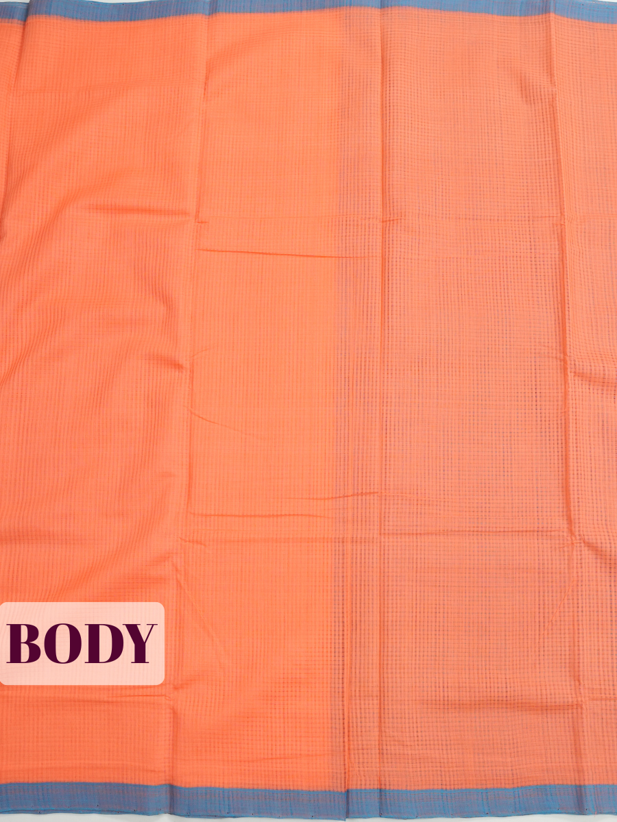 Orange Pure Cotton Saree with A minimalist tonal-tint border