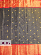 Navy Blue Pure Kanjivaram Silk Saree with A rich honeycomb brocade border