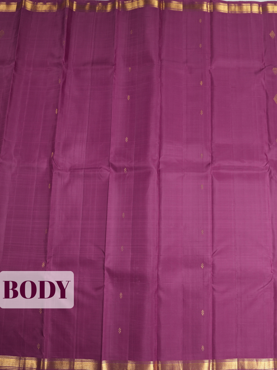 Purple Pure Kanchipuram Saree with Geometric Border Detailing