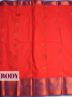Red Semi Silk Saree with Broad Contrast Woven Zari Border