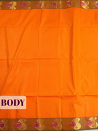 Orange Semi Silk Saree with Woven Paisley Border