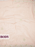 Peach Pure Silk Fancy Saree with Pearl Cut work scalloped