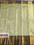 Parrot Green Kanchipuram Saree with Floral Paisley Zari Border
