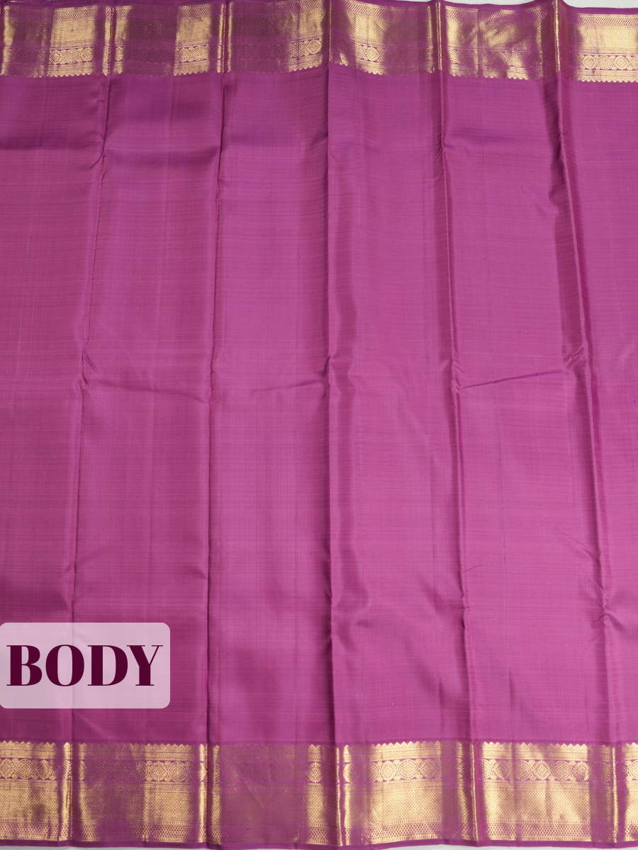 Purple Pure Kanchipuram Saree with Traditional Design Border