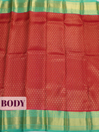 Red Kanchipuram Saree with Floral Vine and Diamond Zari Border