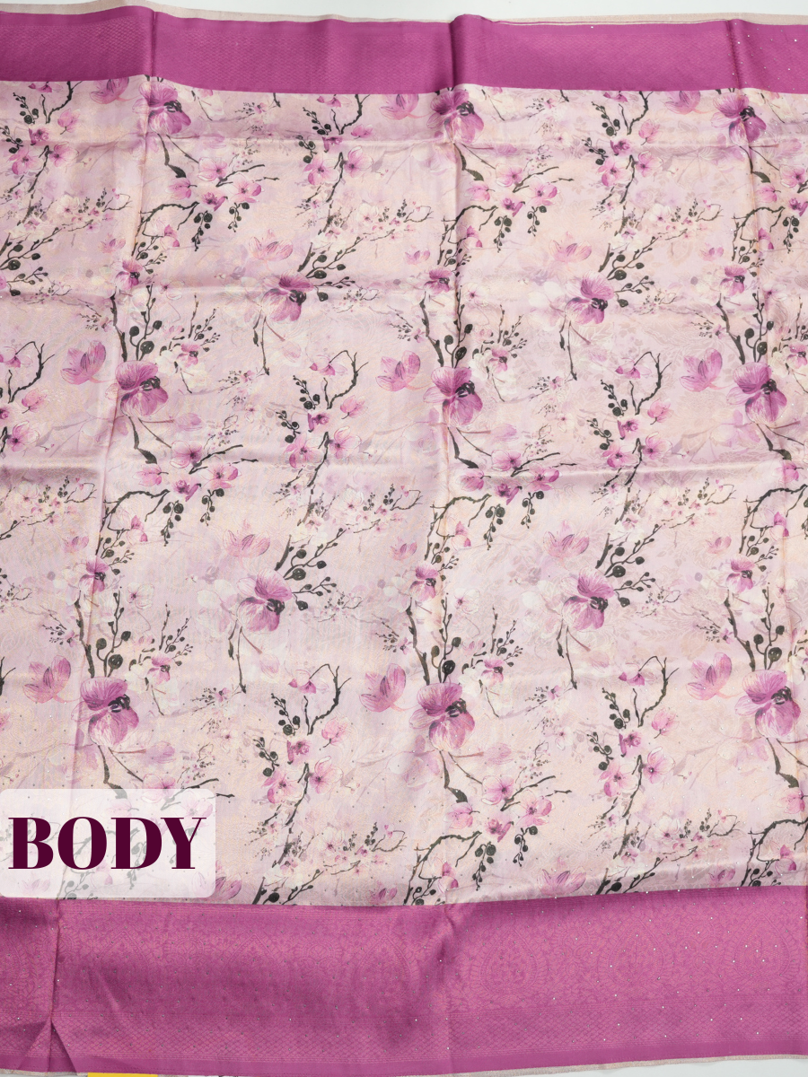 Peach Bangalore Sof Silk Saree with Self-Jacquard Border