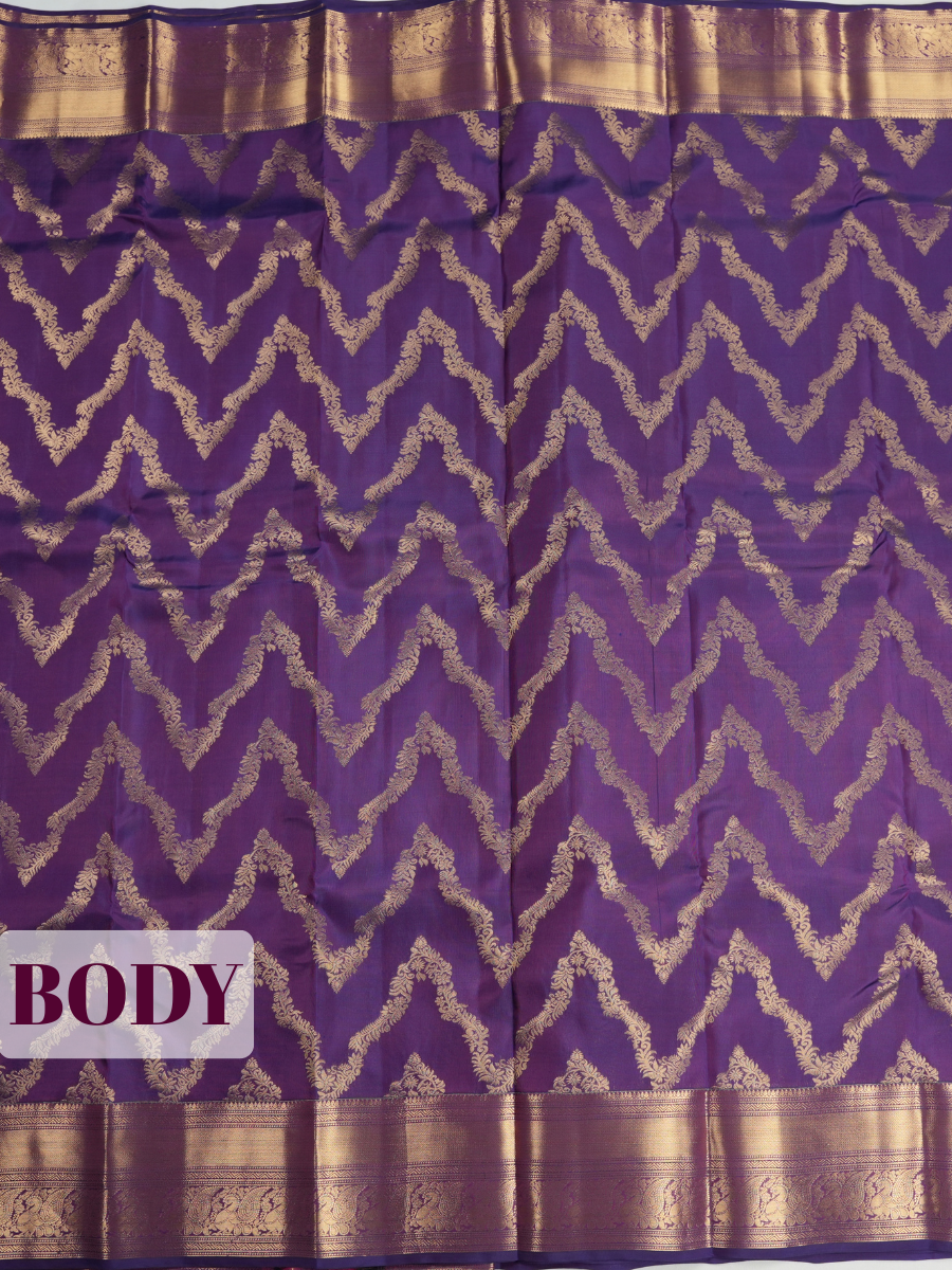 Purple Pure Kanchipuram Saree with Traditional Design Border