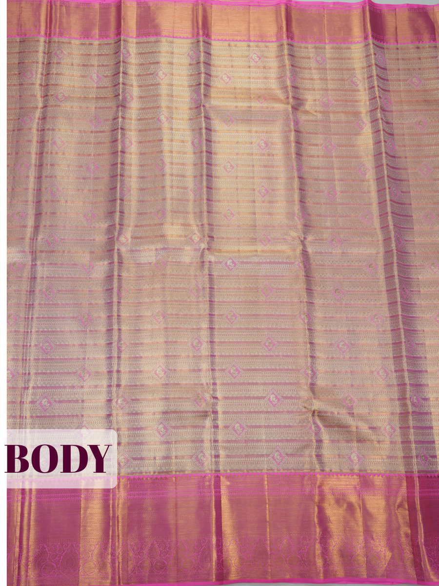 Rose Pink Pure Tissue Silk Saree with Ornate Zari Weave