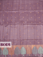 Plum Semi Tussar Saree with Embroidered Tree Motif & Temple