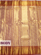 Rusty Brown Pure Kanjivaram Tissue Saree with Tissue Kanchi Border with Geometric Pattern