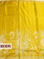 Mustard Yellow Pure Kanjivaram Tissue Silk Saree with A self-zari brocade border