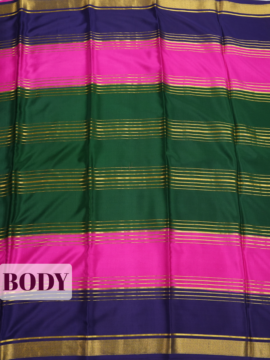 pink Mysore Silk Saree with Diamond Lattice Zari Border
