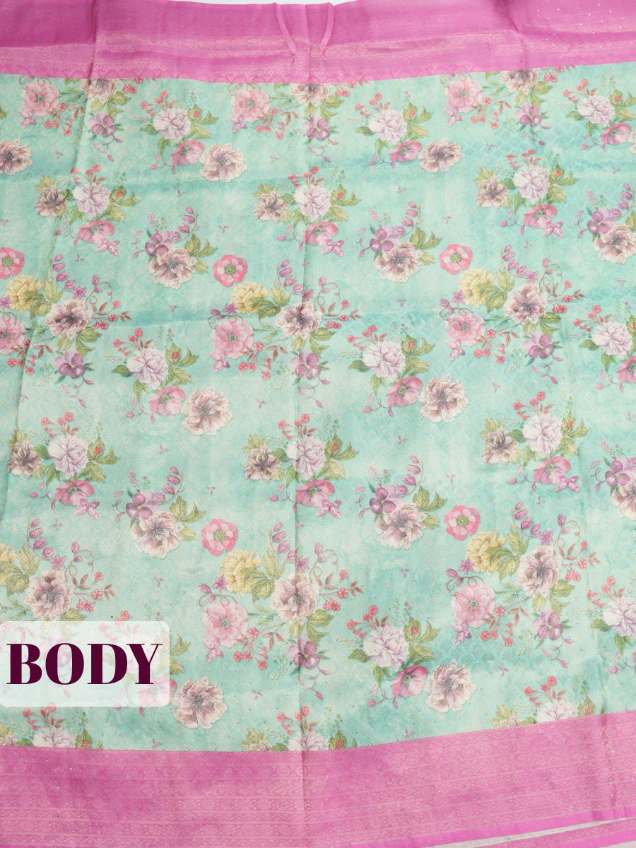 Green Bangalore Sof Silk Saree with Brocade Woven Border