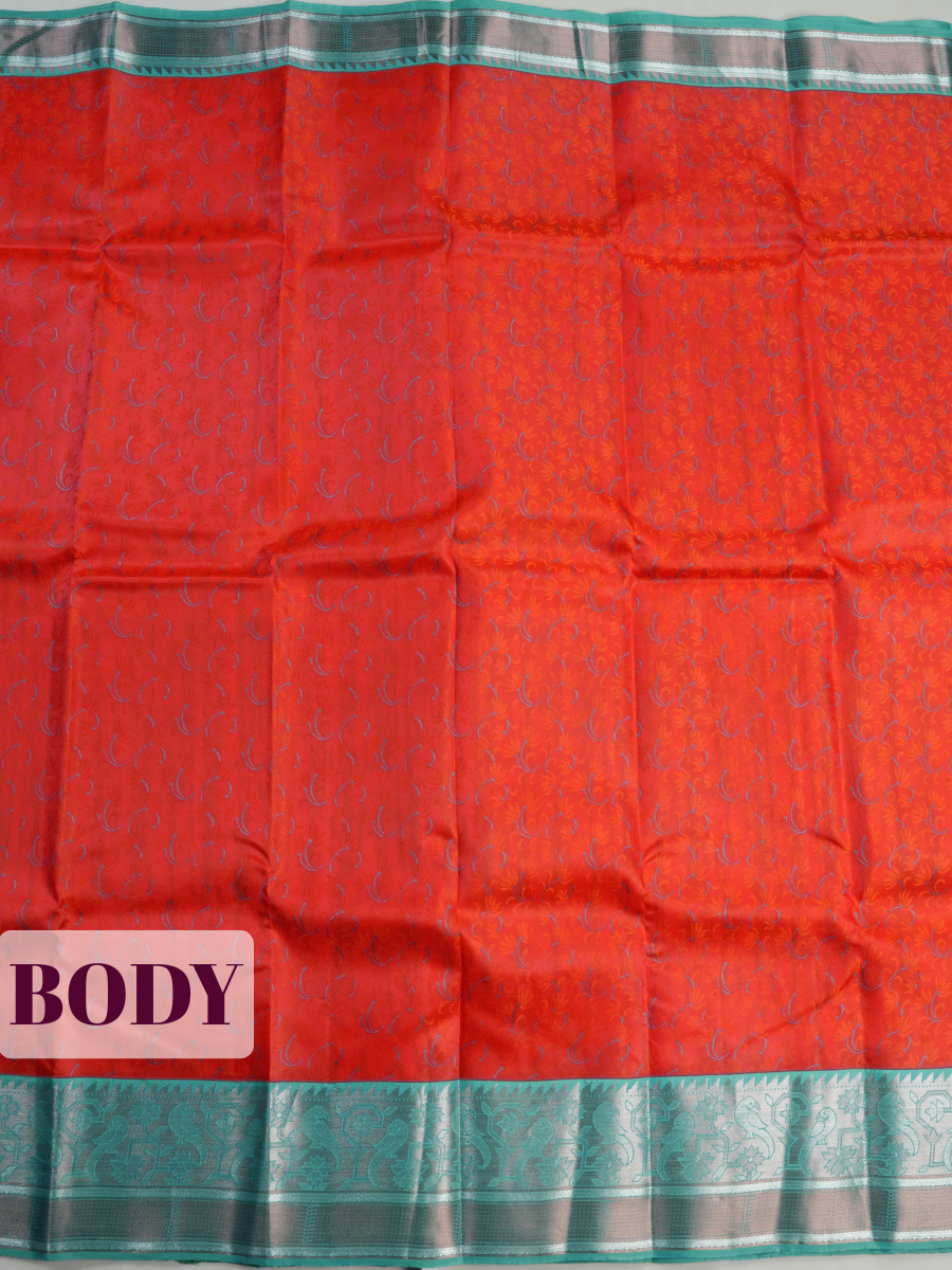 Red Pure Kanchipuram Saree with Stylised Peacock Zari Border