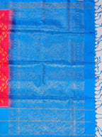 Red Blue Silk Zari Woven Saree.