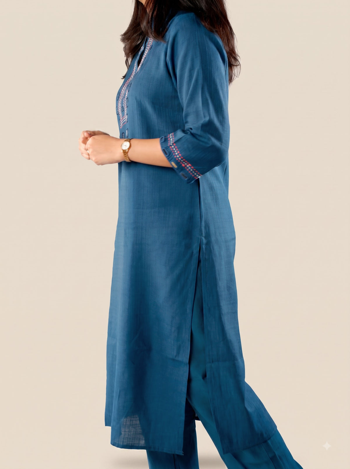 Blue Straight Kurta Set with Pants