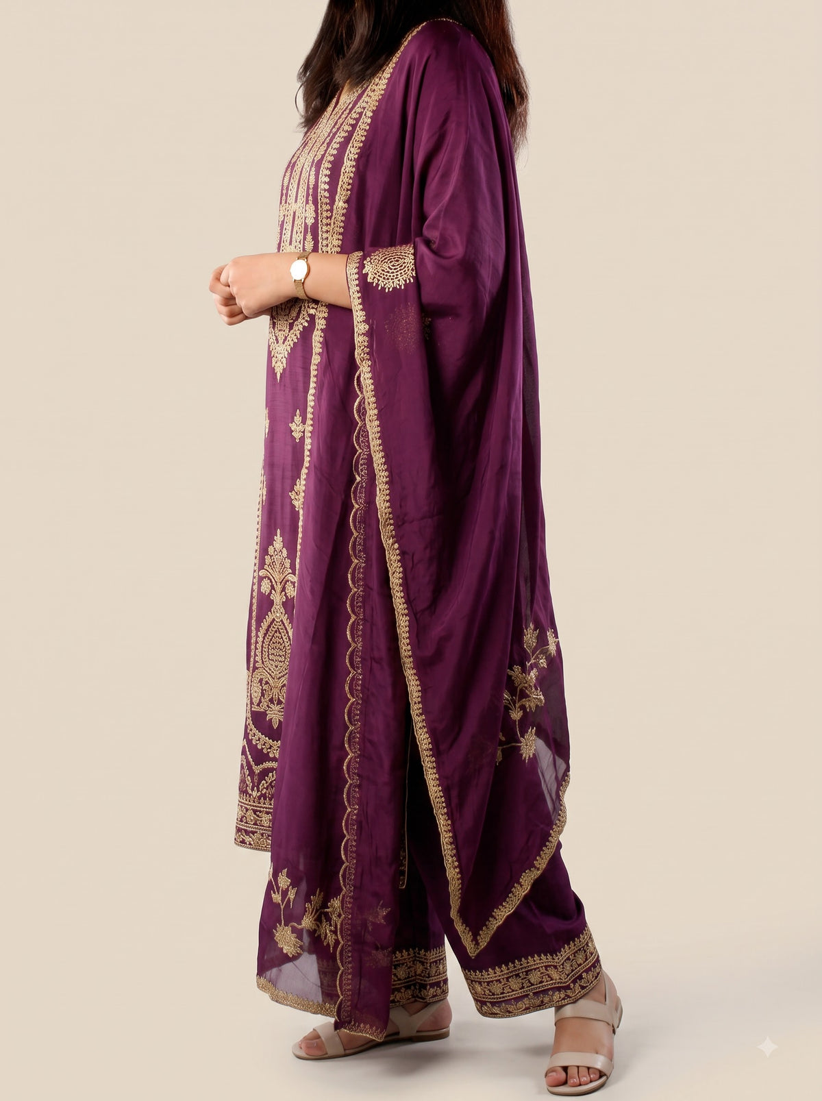 Magenta Straight Cut Kurta Set with Pants