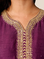 Magenta Straight Cut Kurta Set with Pants