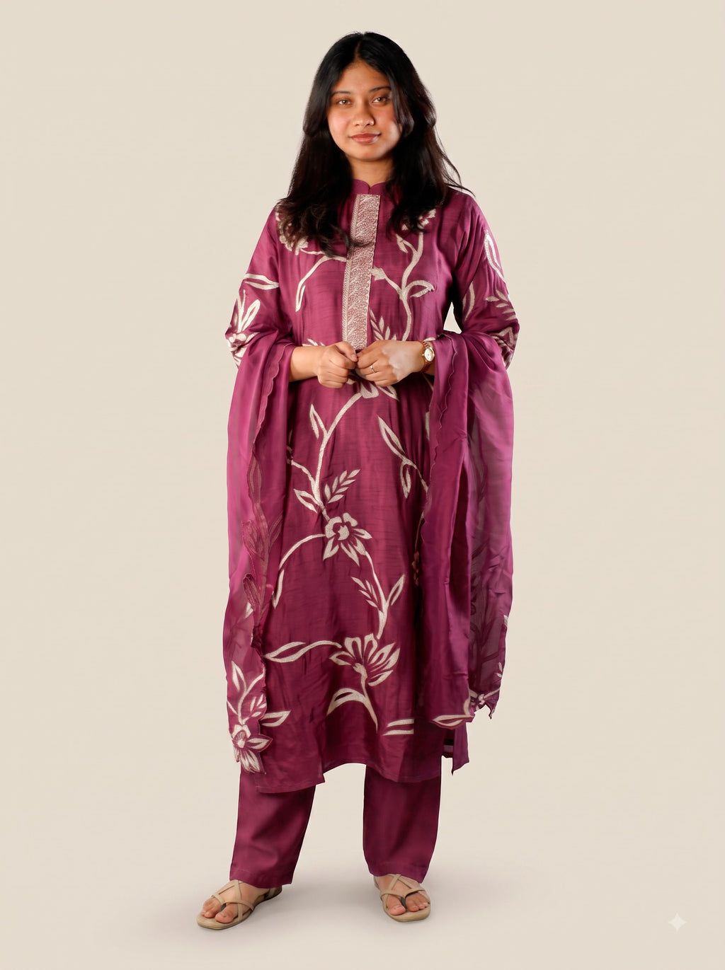 Magenta Straight Cut Kurta Set with Pants