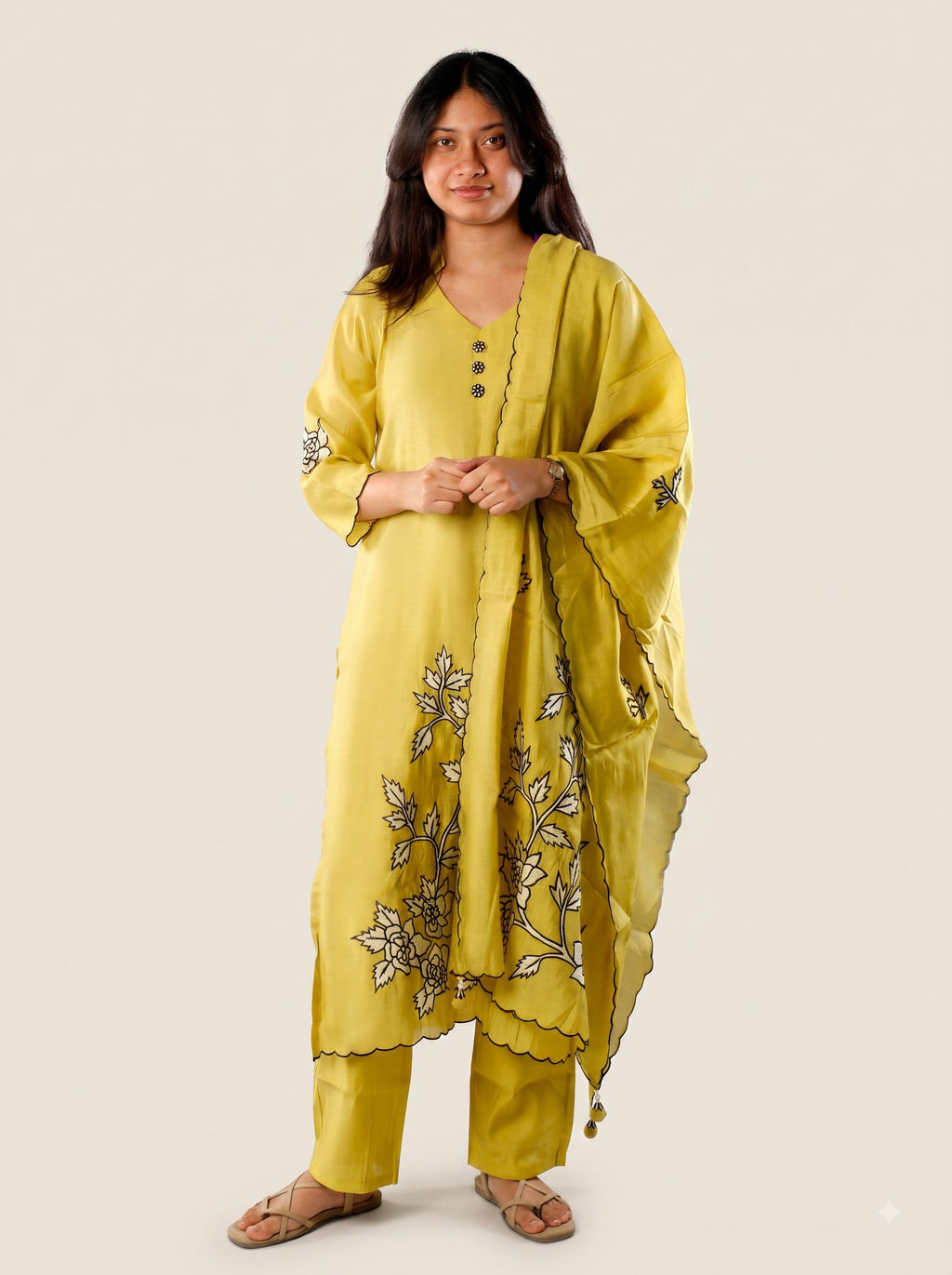 Lime Green Straight Cut Kurta Set with Pants