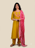 Green Short-Length Anarkali Set with Pants