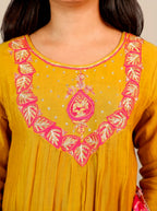 Green Short-Length Anarkali Set with Pants