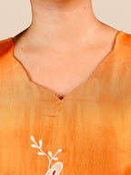 Orange Straight Cut Kurti Set with Pants