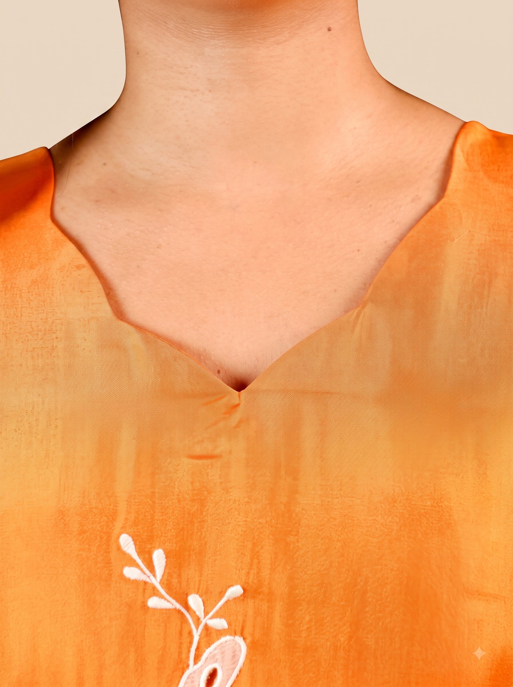 Orange Straight Cut Kurti Set with Pants