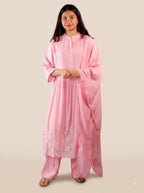 Pink A-Line Straight Kurta Set with Pants