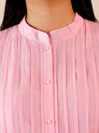 Pink A-Line Straight Kurta Set with Pants