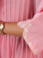 Pink A-Line Straight Kurta Set with Pants