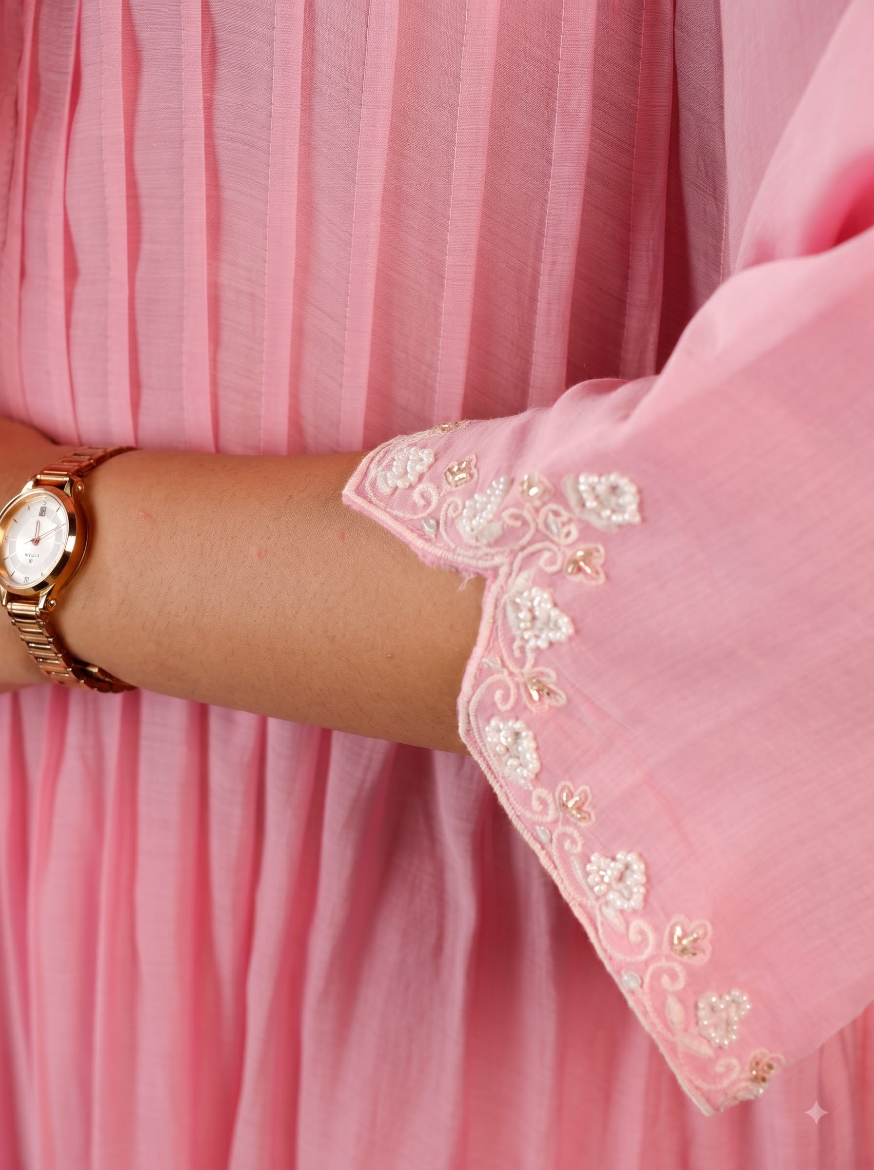 Pink A-Line Straight Kurta Set with Pants