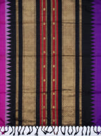 Purple and Magenta with Black and Red Gold Zari Woven Chiniya Silk Saree