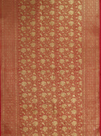 Deep Green and Red Gold Zari Woven Chiniya Silk Saree