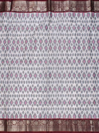 Grey White Maroon Chiniya Silk Silver Zari Geometric Saree