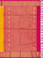 Yellow and Pink Gold Zari Woven Chiniya Silk Saree
