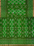 Green and Gold Zari Woven Geometric Chiniya Silk Saree