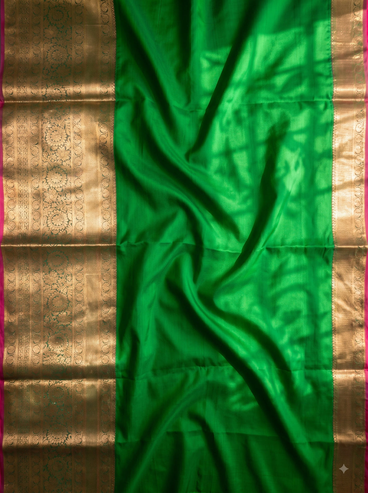 Green Tissue Brocade Saree with Magenta Antique Gold Zari