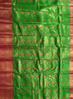 Green Tissue Brocade Saree with Pink Paisley Motifs