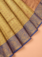 Gold and Blue Traditional Motif Tissue Silk Saree
