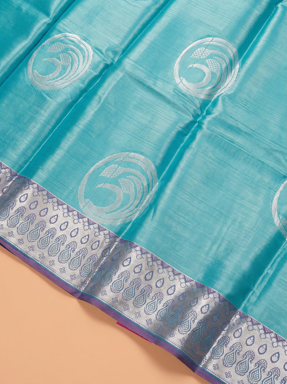 Peacock Teal and Silver Tissue Silk Saree
