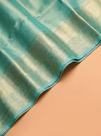 Emerald Green Geometric Tissue Silk Saree