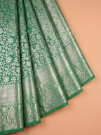 Emerald Green Floral Tissue Silk Saree