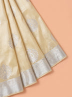 Champagne Cream and Silver Tissue Silk Saree