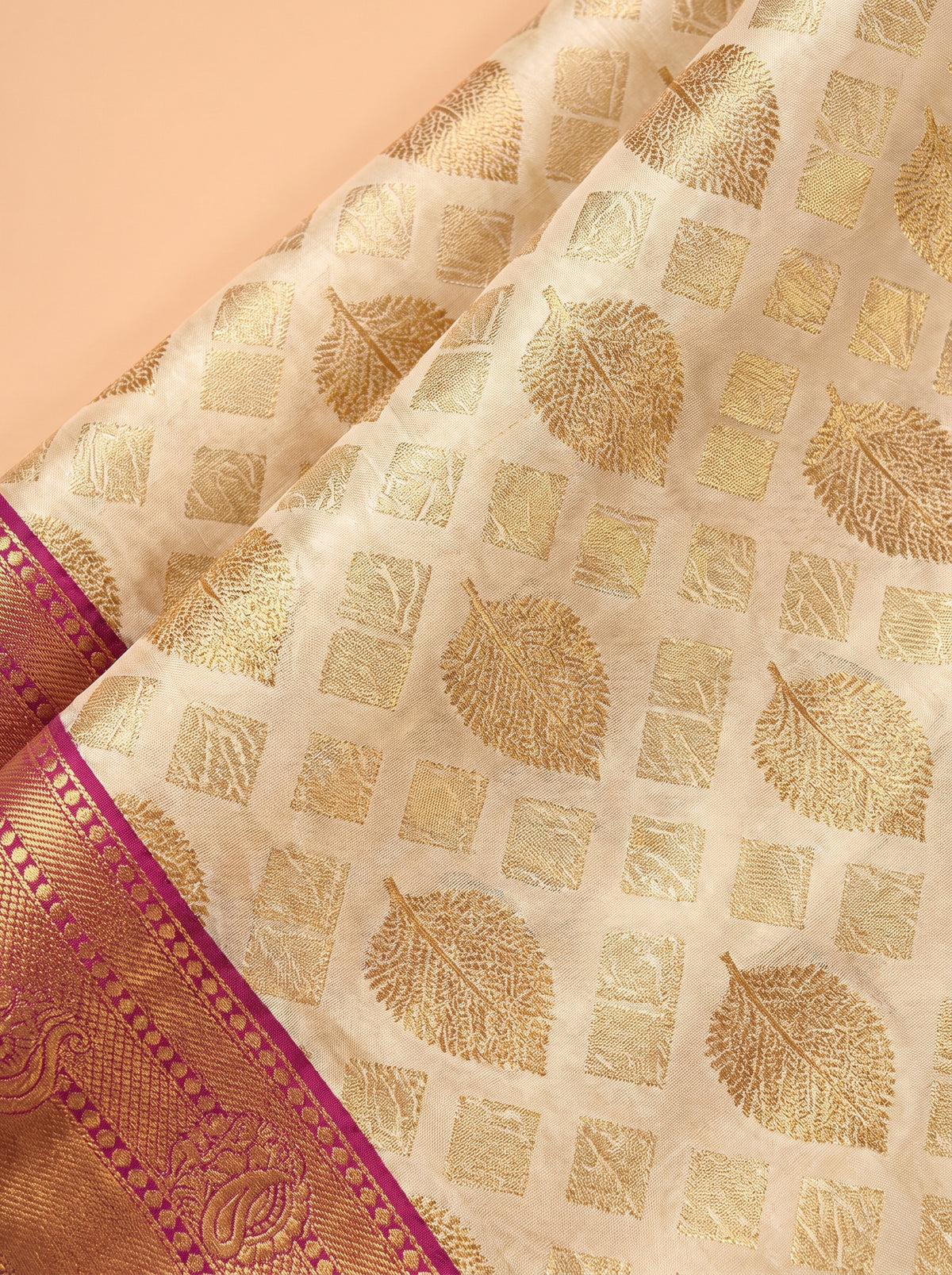 Antique Gold and Magenta Tissue Silk Saree