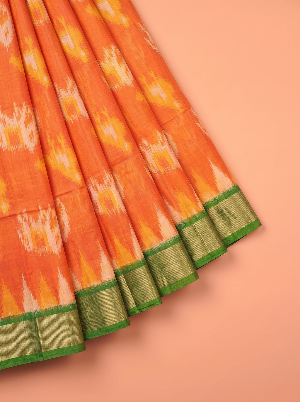 Dark Green and Bright Red Traditional Ikkat Saree