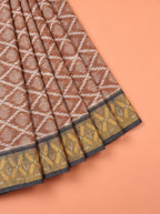 Mustard Yellow and Dark Green Ikat Cotton Saree