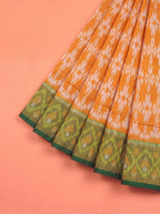 Mustard Yellow and Dark Green Ikat Cotton Saree